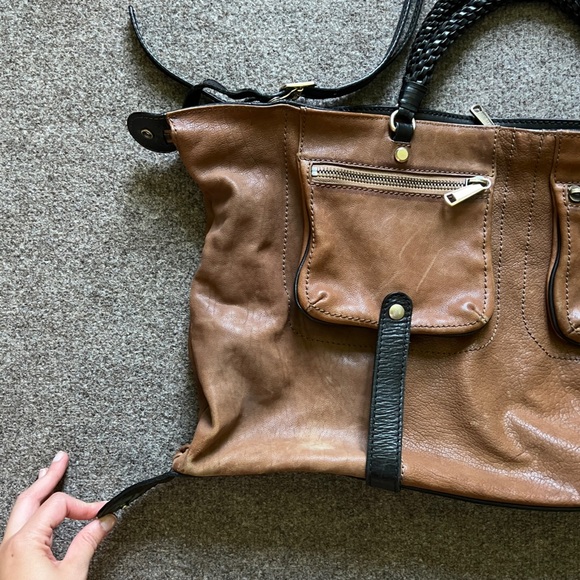 Gryson Jasper Leather Large Tote Shoulder Hand Bag Suede Lining Brown Black - Picture 6 of 16